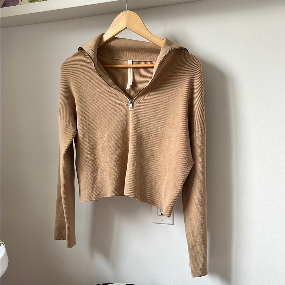Aritzia Tan Cowl Neck Sweater